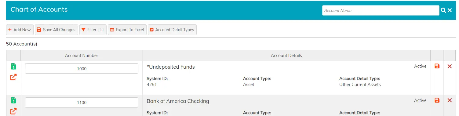 Argenta chart of accounts