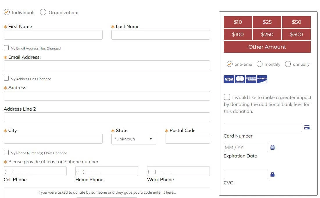 Argenta custom, mobile friendly, public political donation page
