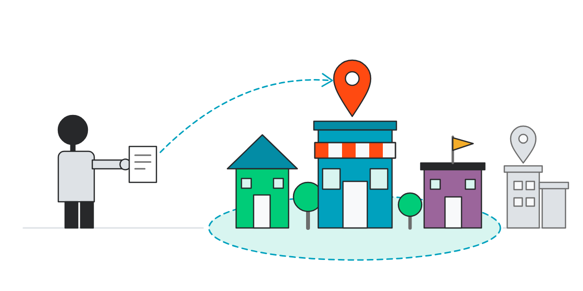 Illustration: a grant application tied to one local store's service area